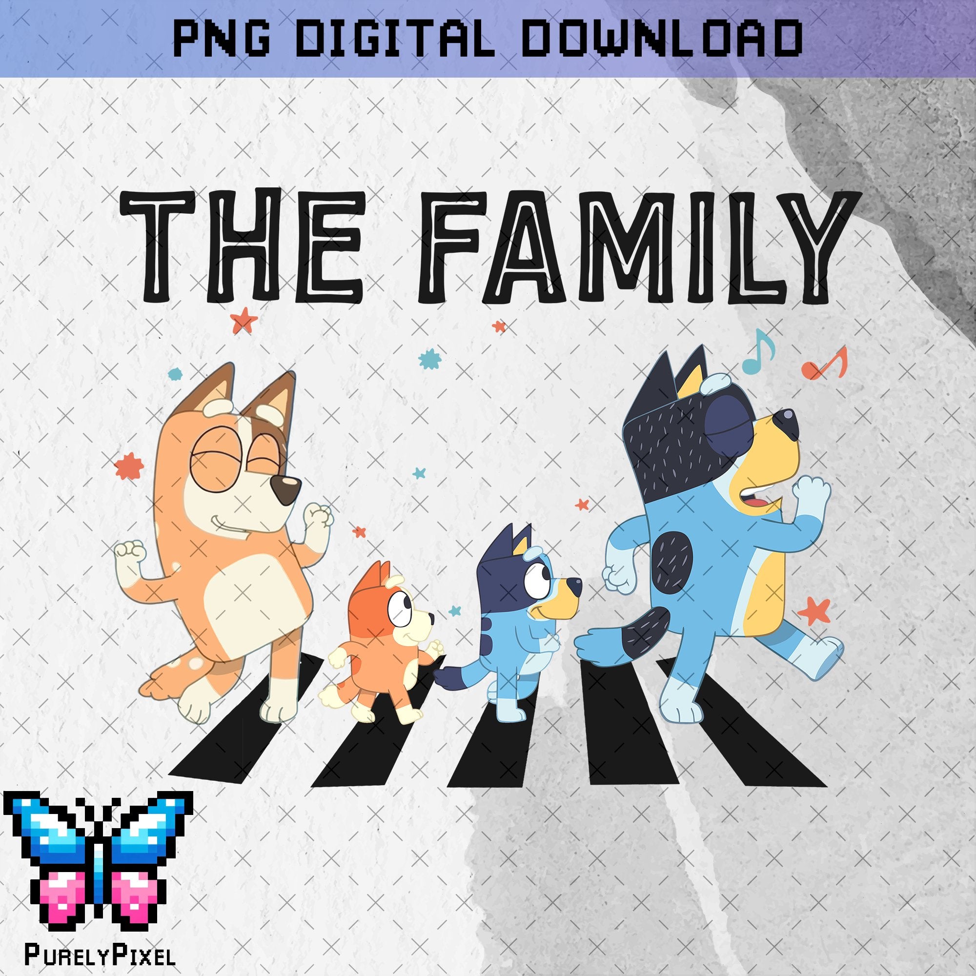 Bluey Family Walking PNG Design for T-Shirts and More | PurelyPixels | Digital Download