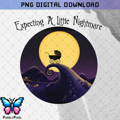 Expecting a Little Nightmare Halloween Pregnancy A Nightmare Before Christmas PNG | PNG Sublimation Design for T-shirt sublimation and More | PurelyPixels | Digital Download