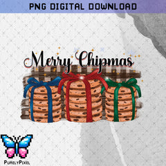 Merry Chipmas Funny Christmas PNG | Christmas and Winter Holiday Chocolate Chip Cookies PNG | PNG Design for T-Shirts and More | PurelyPixels | Digital Download