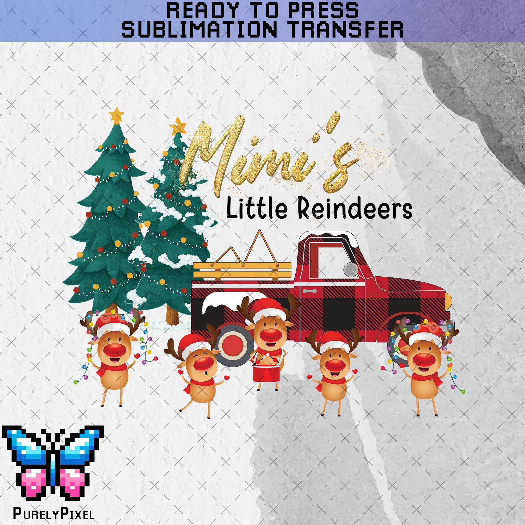 Mimi Little Reindeer | Christmas Truck | Christmas Reindeer | Grandma Christmas | Grandma Reindeer PNG | PNG Design for T-Shirts and More | PurelyPixels | Digital Download