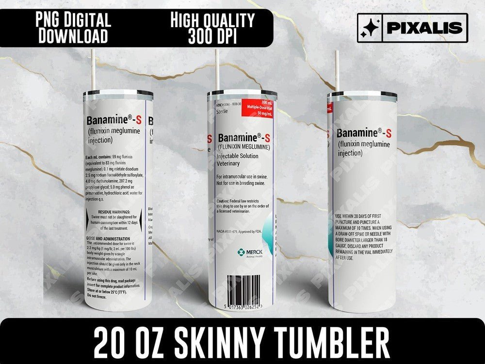 Novelty Banamine Livestock Dewormer 20 oz Tumbler Label PNG for HUMOR ONLY | Pixalis | Digital Download