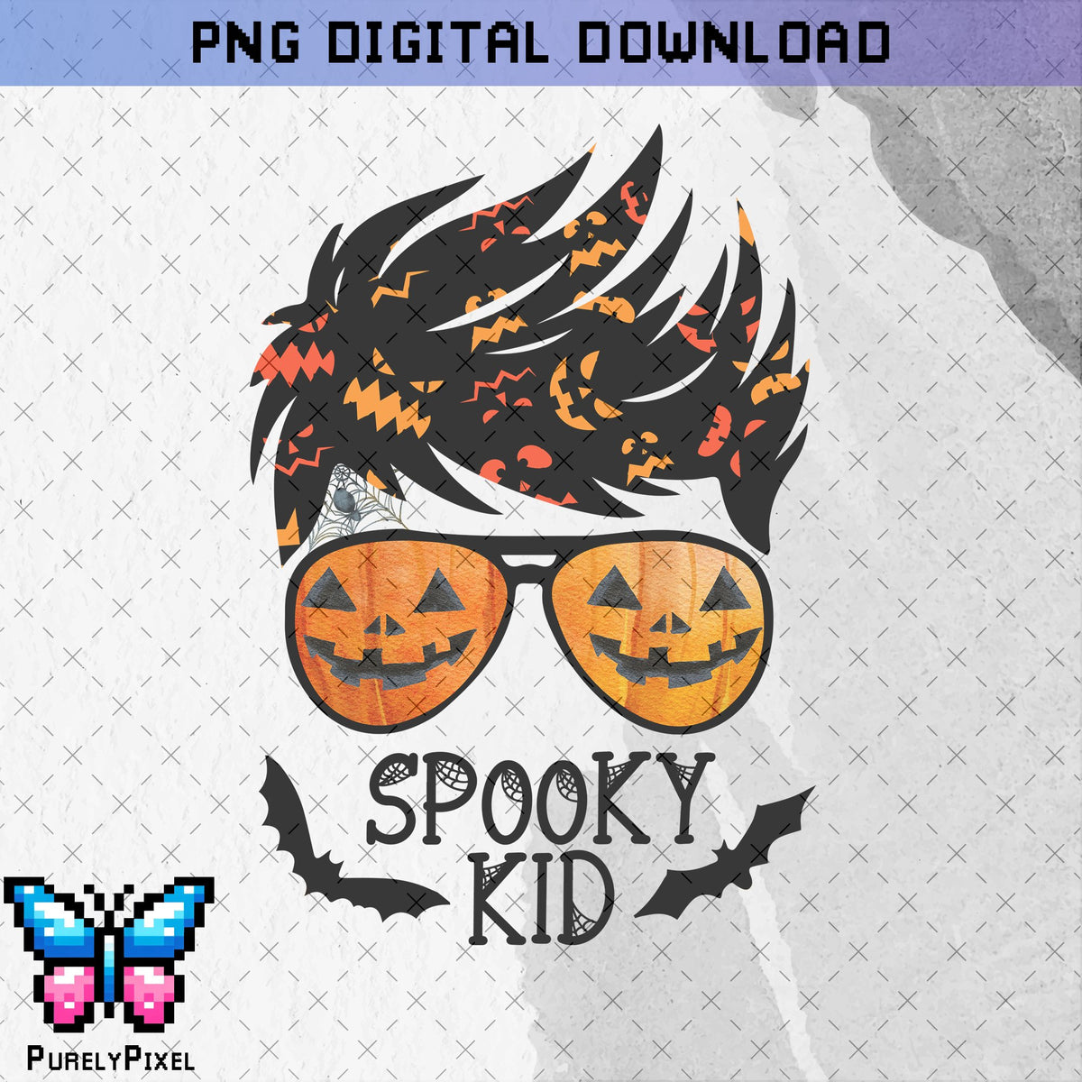 Spooky Kid Halloween Messy Hair for Boys PNG | PNG Sublimation Design for T-shirt sublimation and More | PurelyPixels | Digital Download