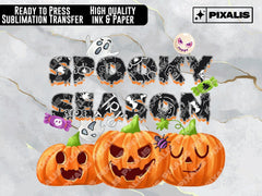 Halloween Pumpkins Spooky Season Sublimation Transfer | Autumn and Fall Pumpkin Patch | Halloween Sublimation Design | Ready to Press | Pixalis | Sublimation Transfers